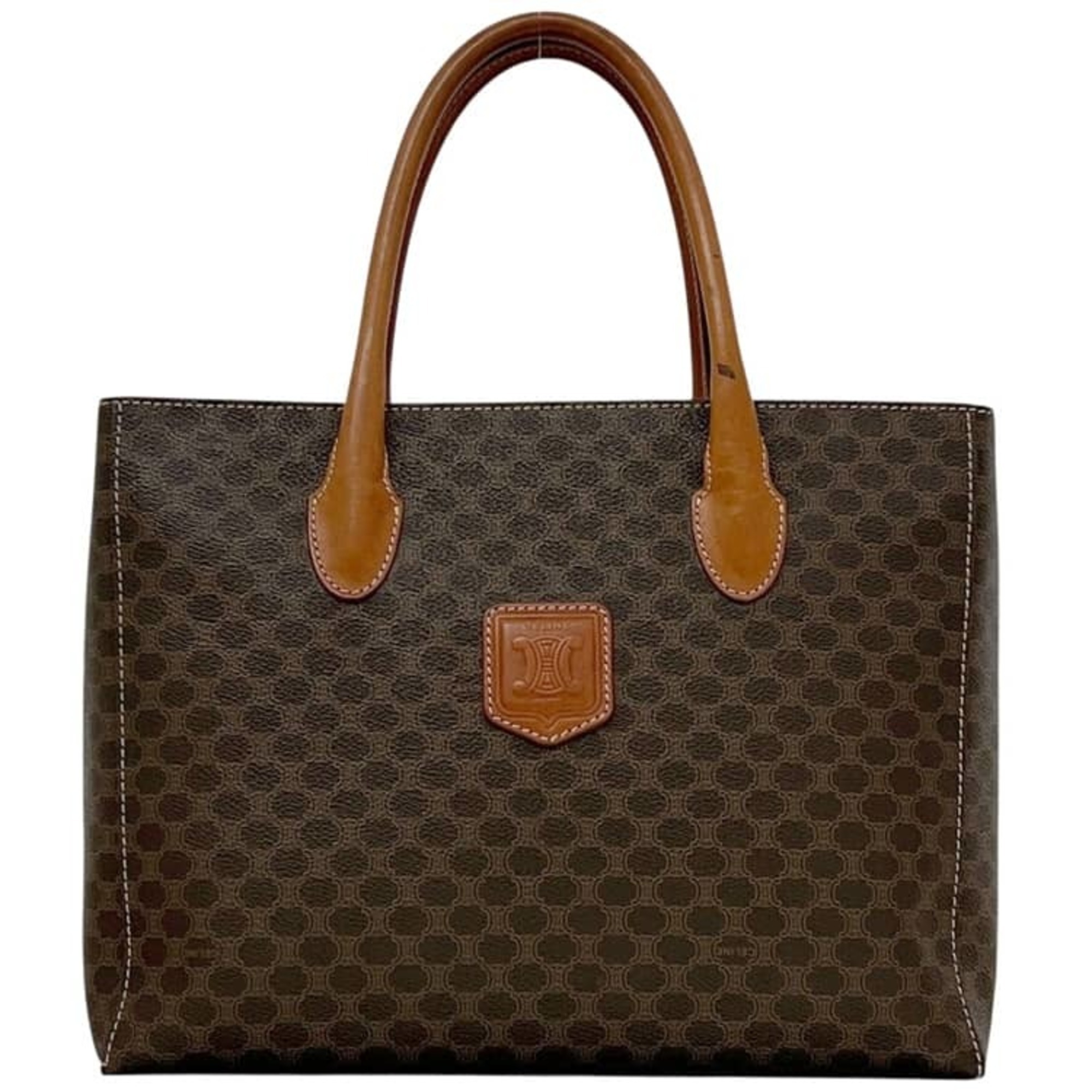 Celine Tote Bag, Brown, Macadam Pattern, Pvc Leather, Mc 97/2.